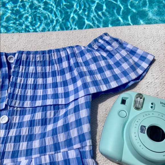 New Look Petite Gingham Double Layered Romper - Picture 2 of 5